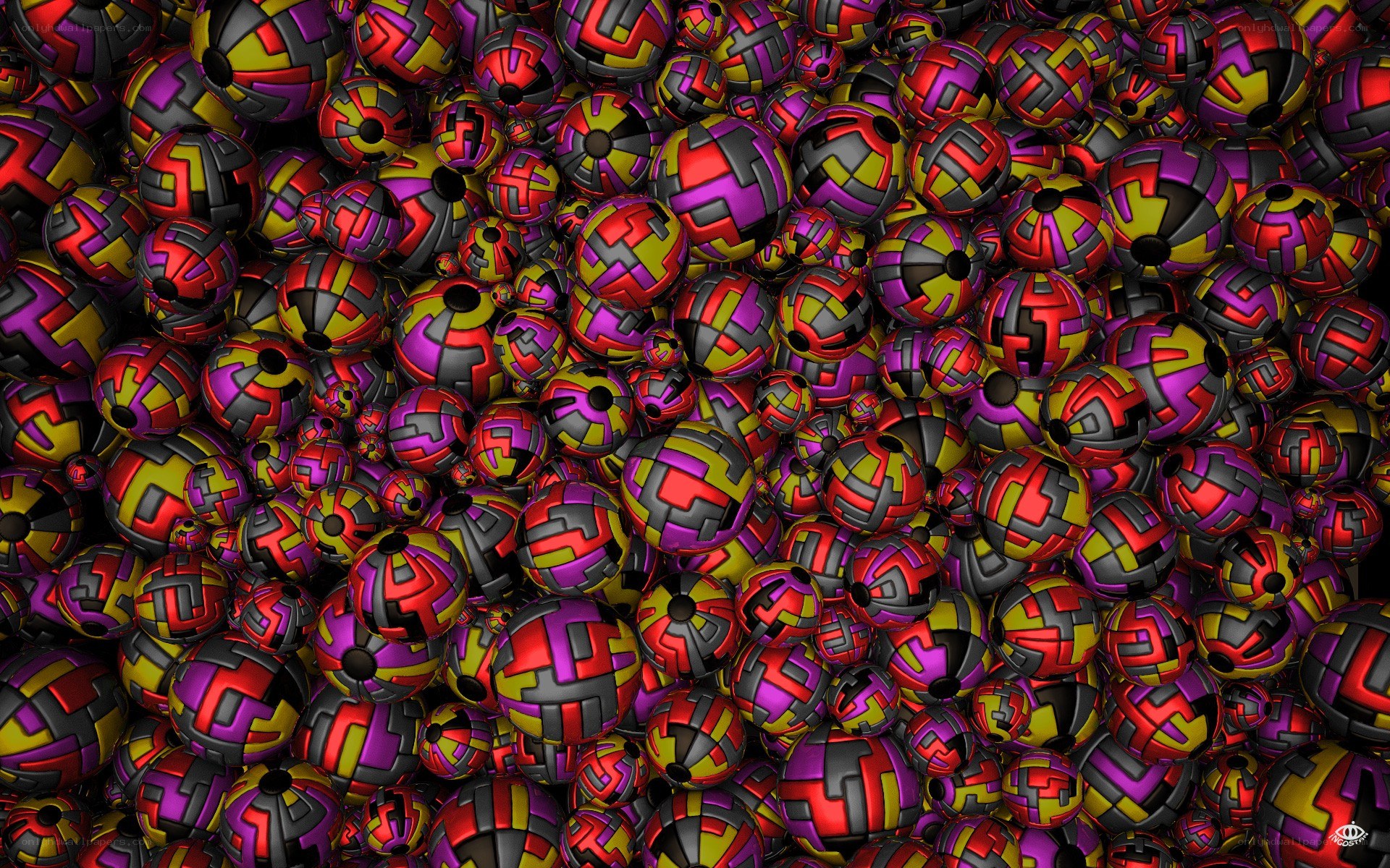 colorful patterned spheres
