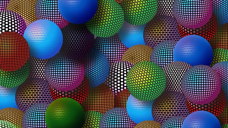 colorful patterned spheres