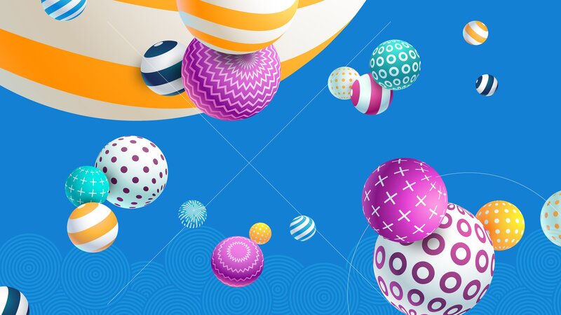 Colorful Patterned Spheres — Blue, Playful