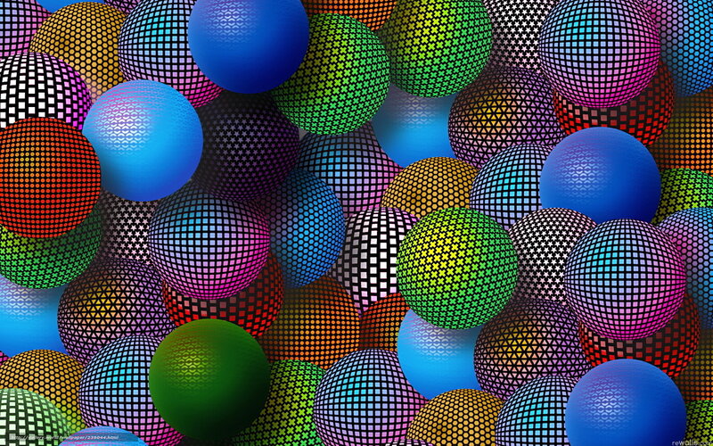 Colorful Patterned Spheres — Blue, Vibrant