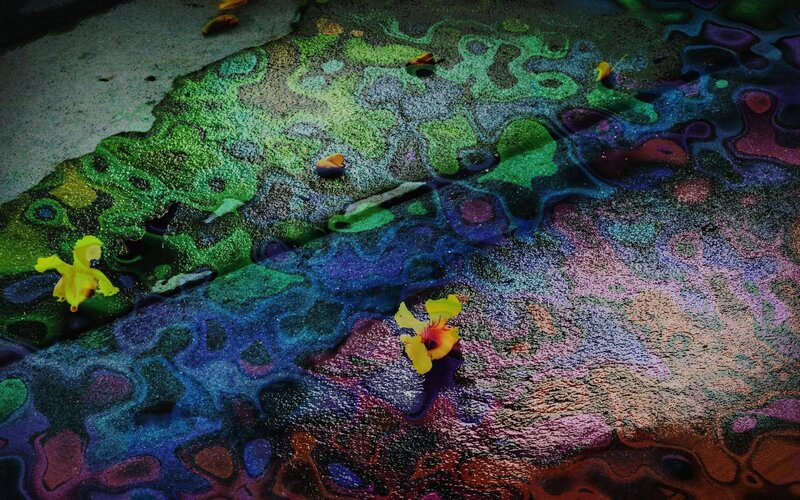 colorful pavement with flowers