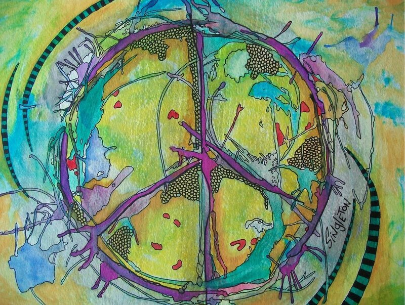 Colorful Peace Symbol — Yellow