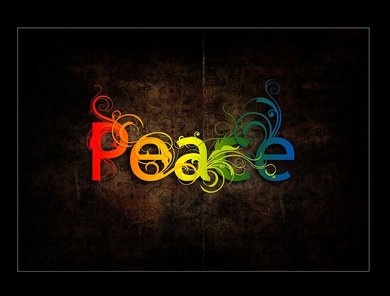 Colorful peace text art