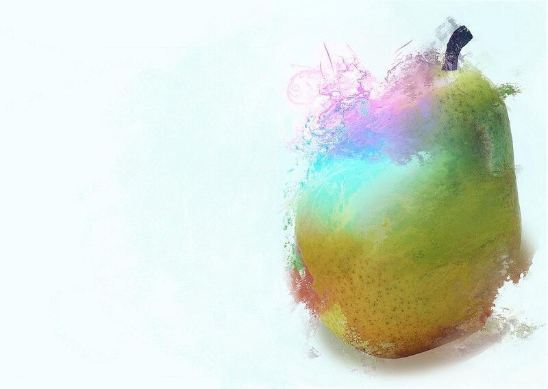 colorful pear with artistic effect