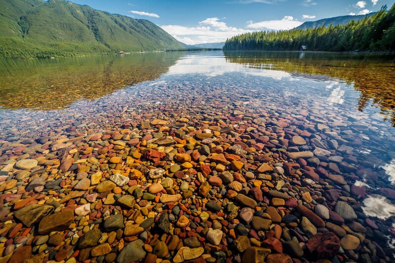 Colorful Pebbles in Lake