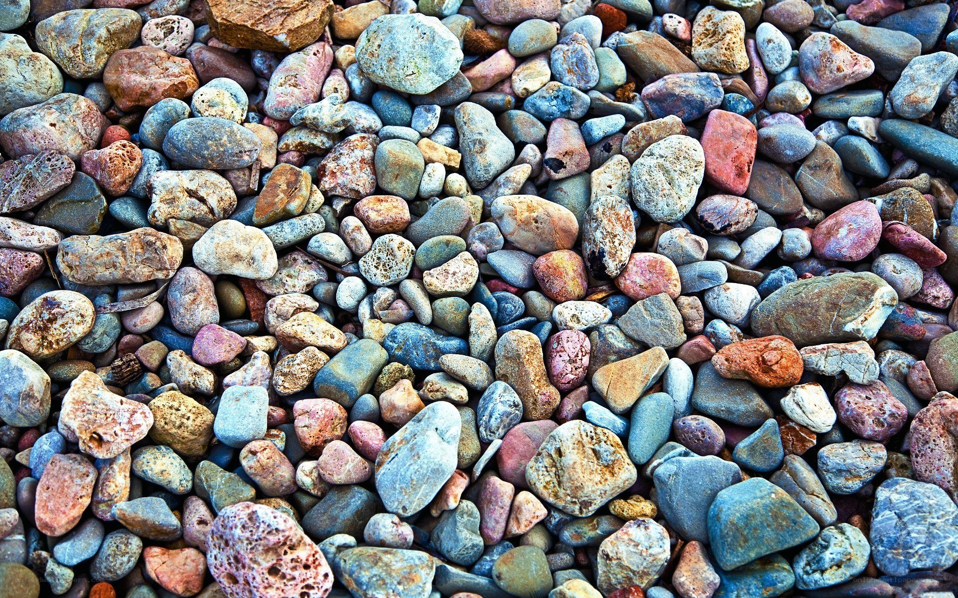 colorful pebbles on beach