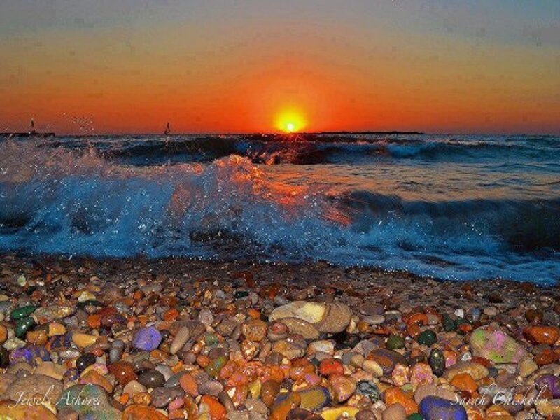Colorful Pebbles on Beach — Orange