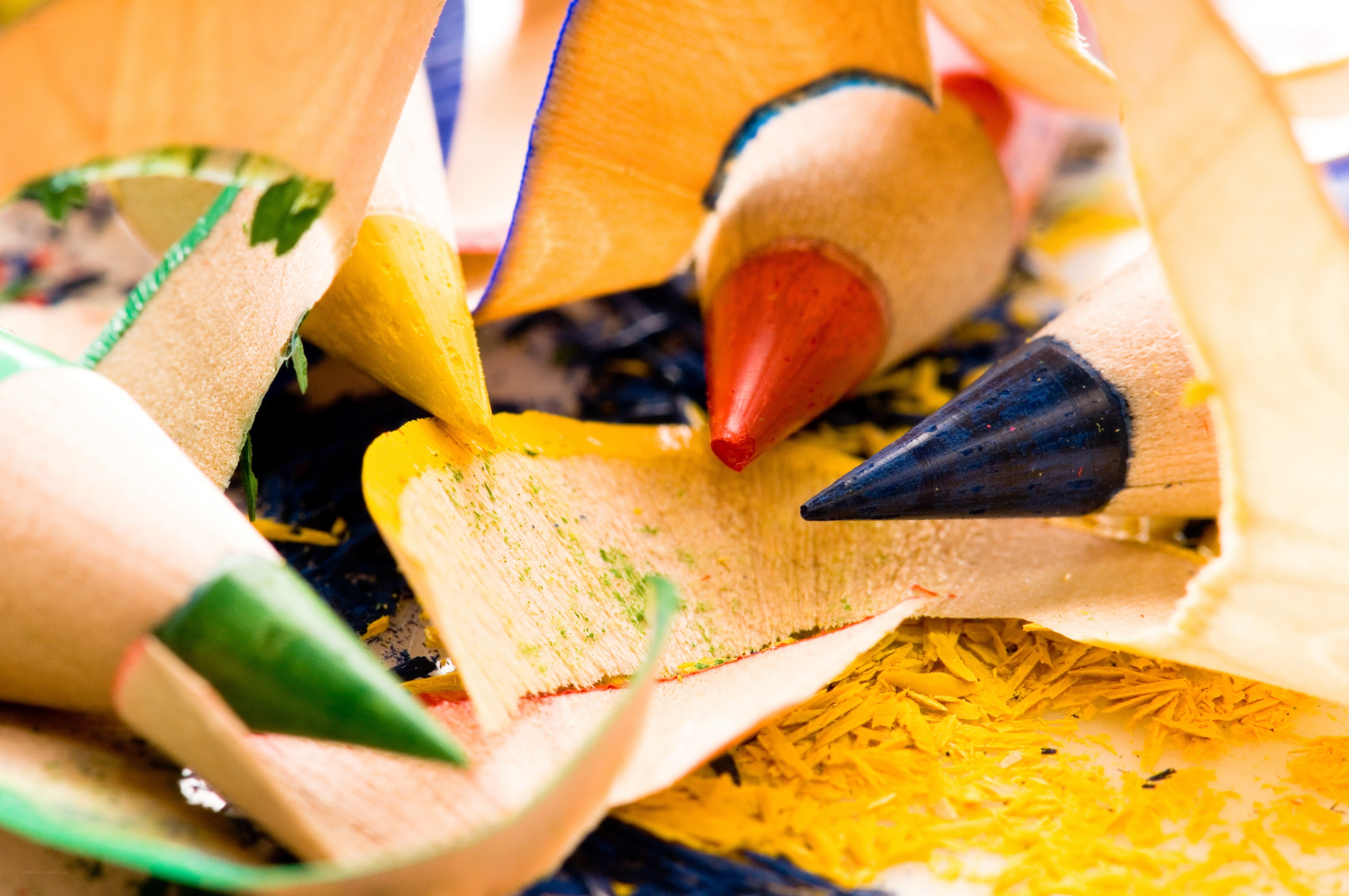Colorful pencil shavings