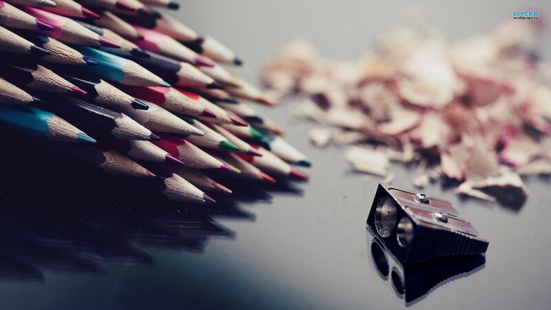 Colorful Pencils and Sharpener — Gray
