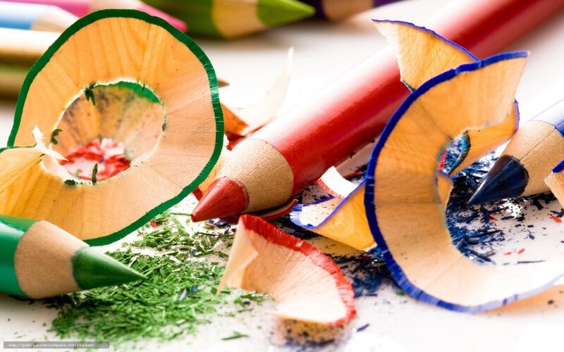 Colorful pencils and shavings