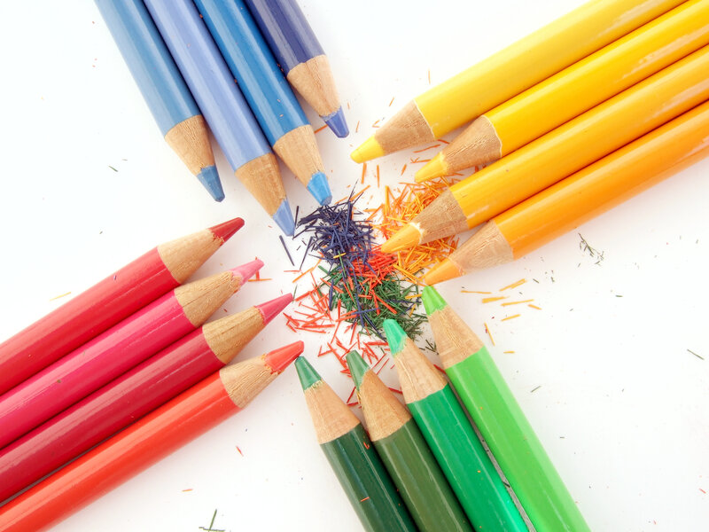 colorful pencils and shavings