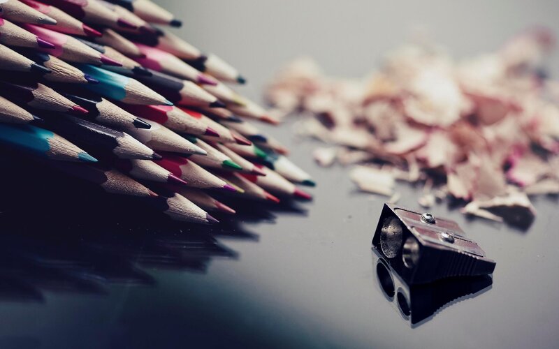 Colorful pencils and shavings