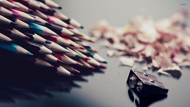 Colorful pencils and shavings