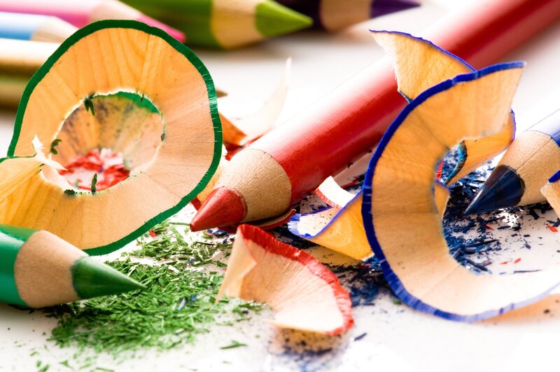Colorful Pencils and Shavings — Red