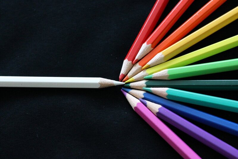Colorful pencils arranged in a circle