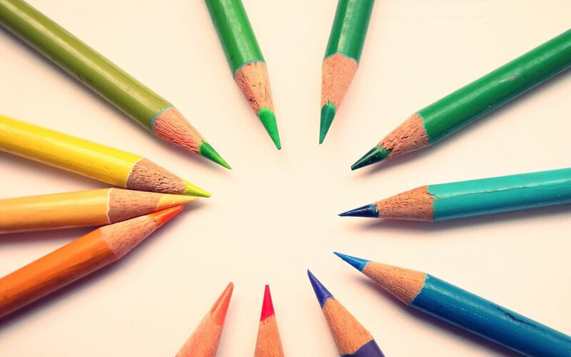colorful pencils arranged in circle