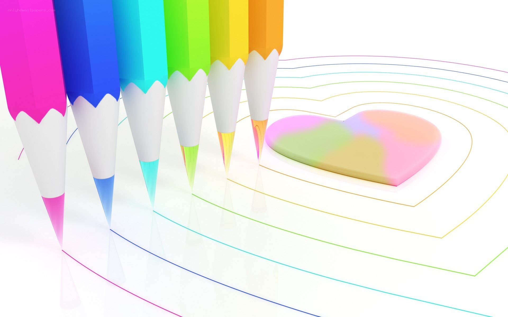 Colorful pencils drawing heart