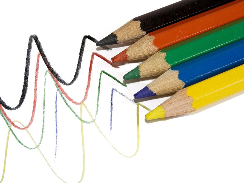 Colorful pencils drawing lines