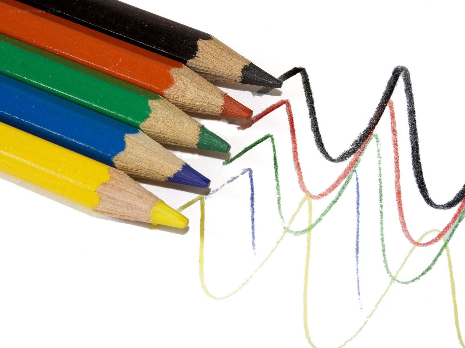 Colorful pencils drawing lines
