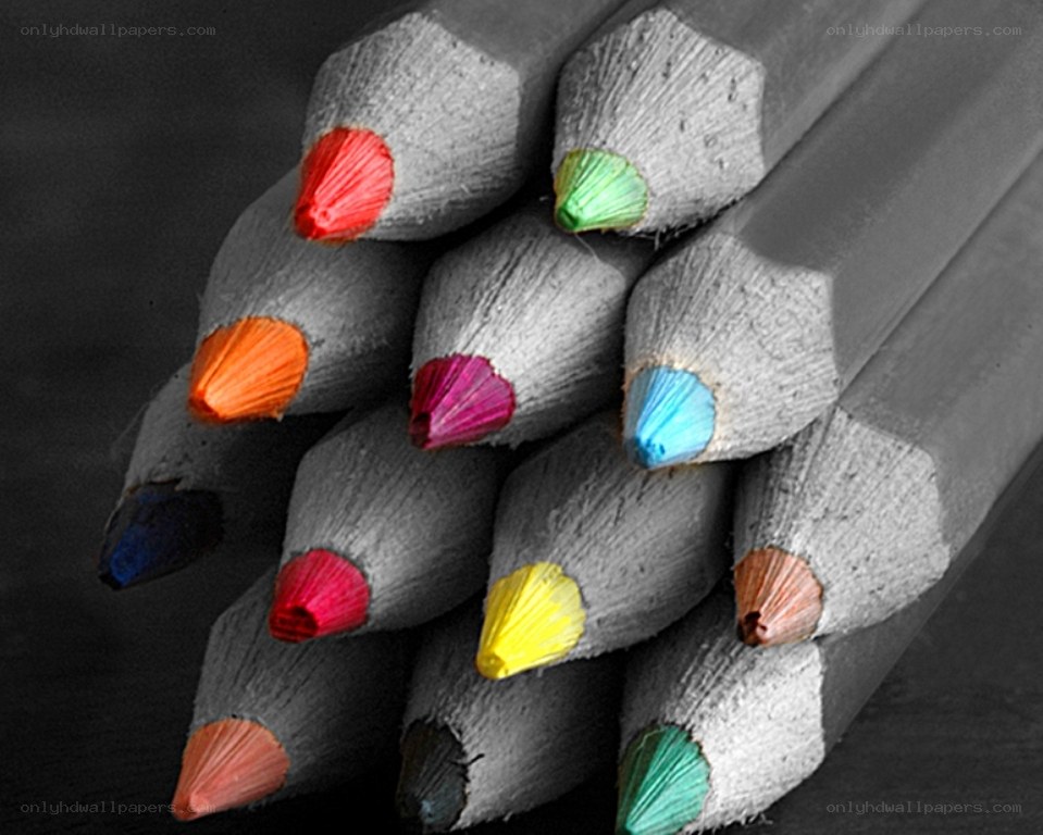 Colorful pencils in a bundle