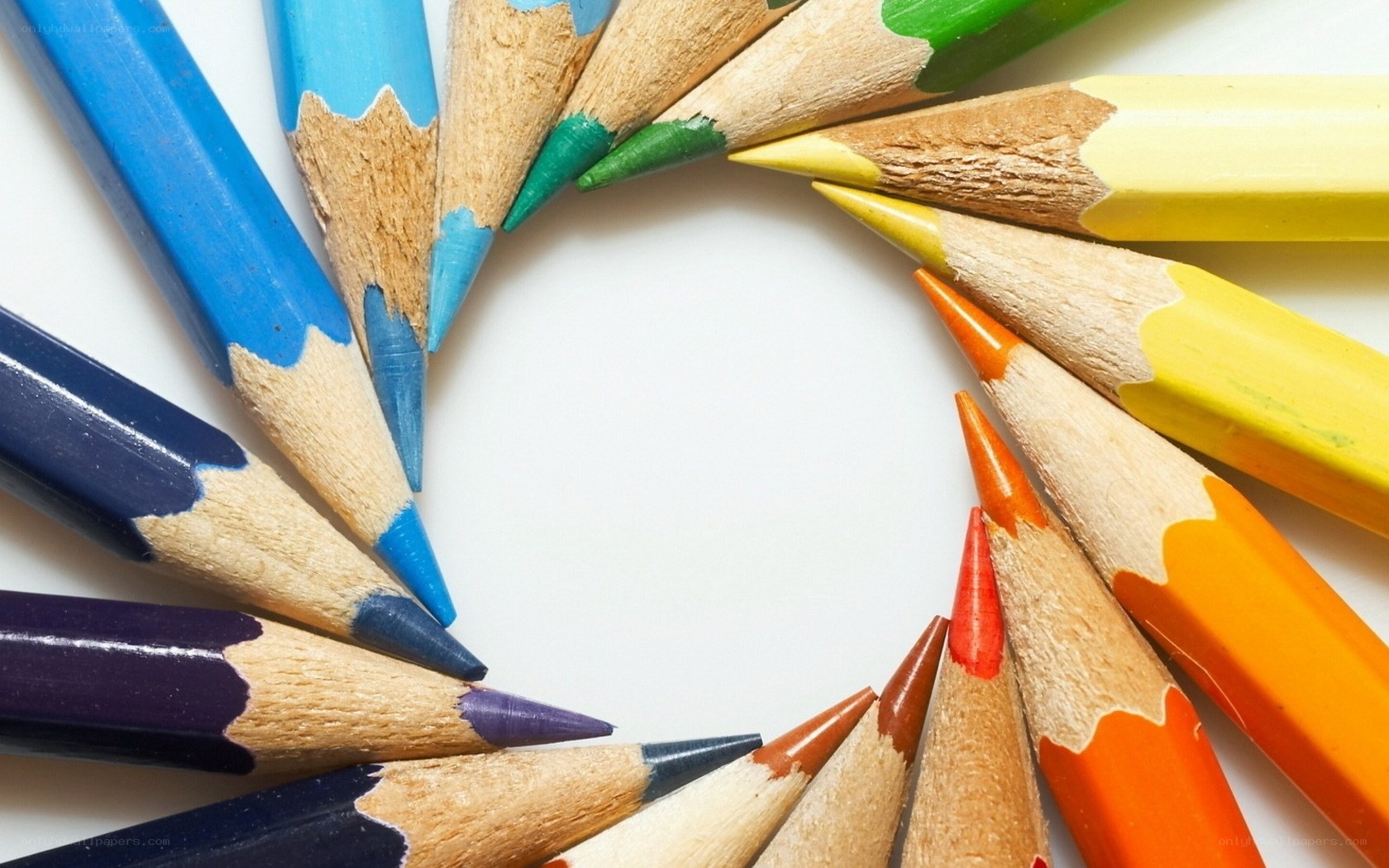 Colorful pencils in a circle