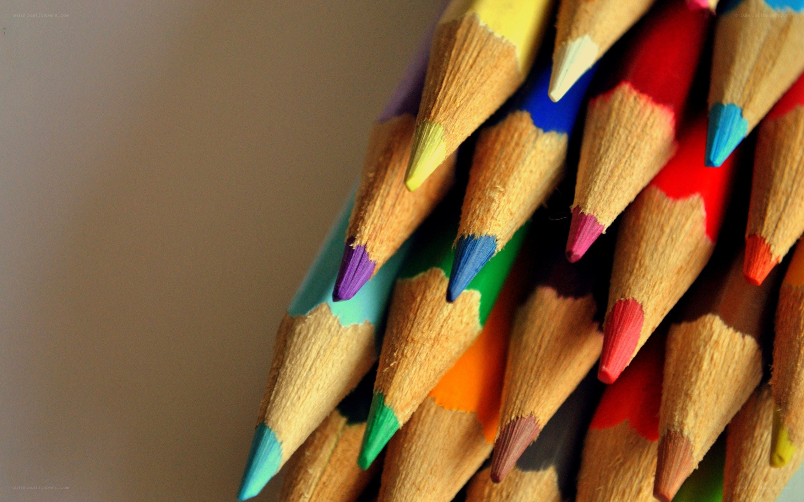 Colorful pencils in a cluster