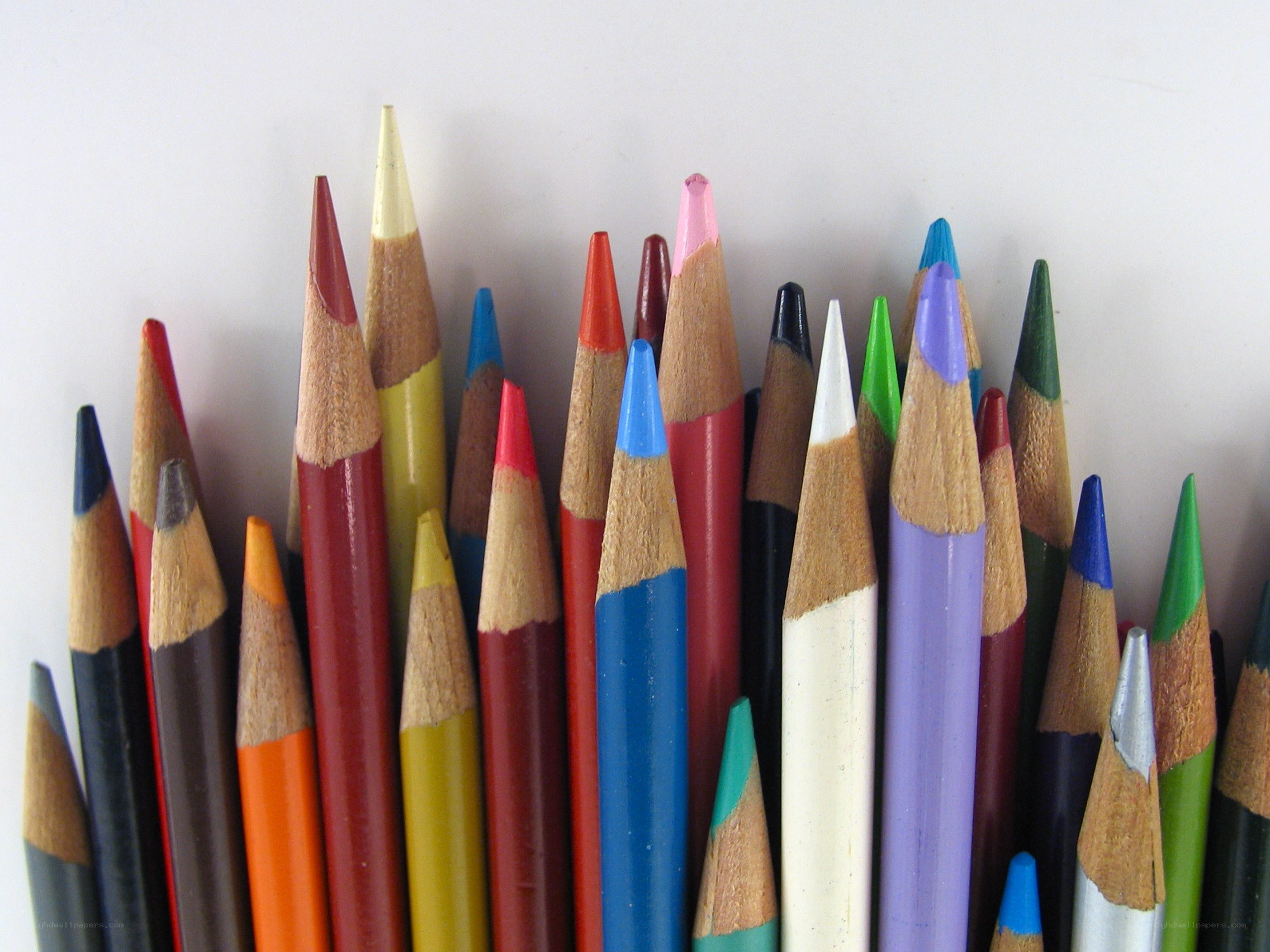 Colorful pencils in a group