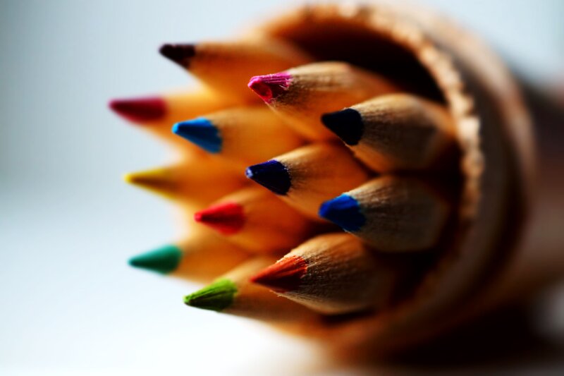 Colorful pencils in a holder