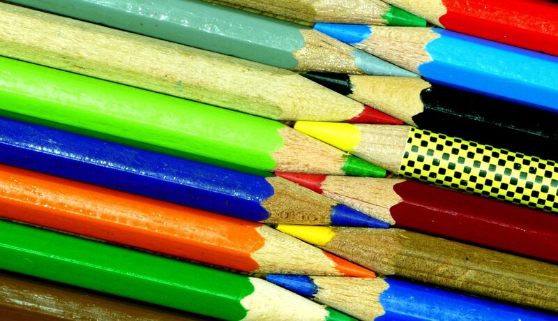 Colorful pencils in a pile