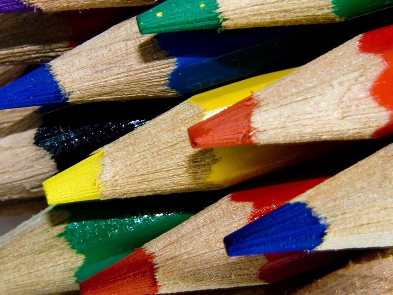 Colorful pencils in a pile