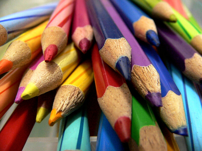 Colorful pencils in a pile