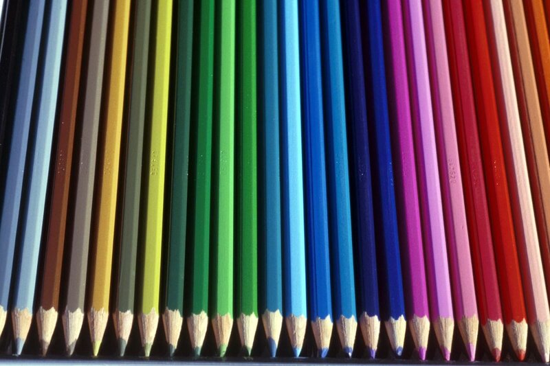 Colorful pencils in a row