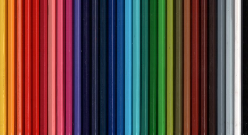 Colorful pencils in a row