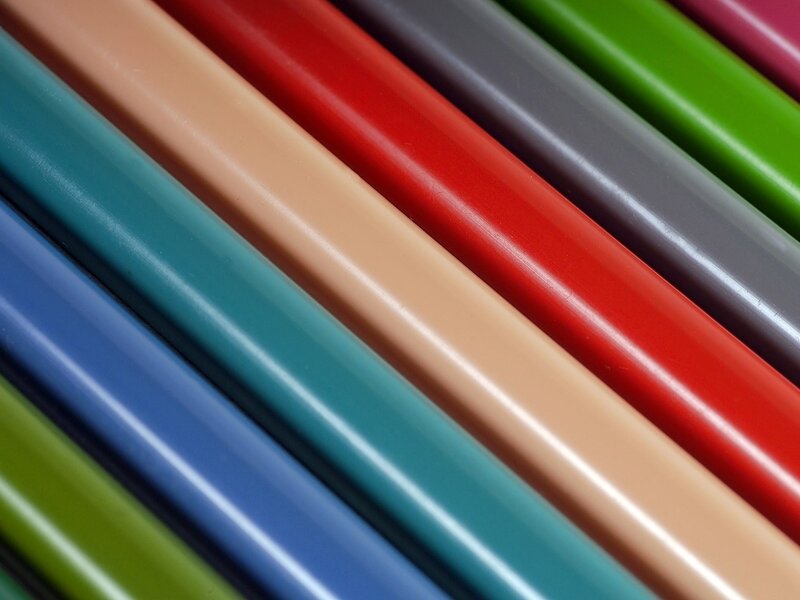 Colorful pencils in a row