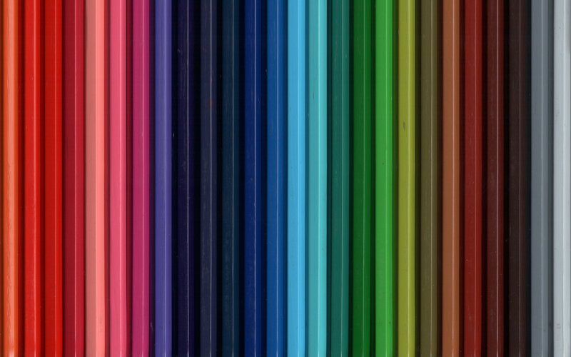 Colorful pencils in a row