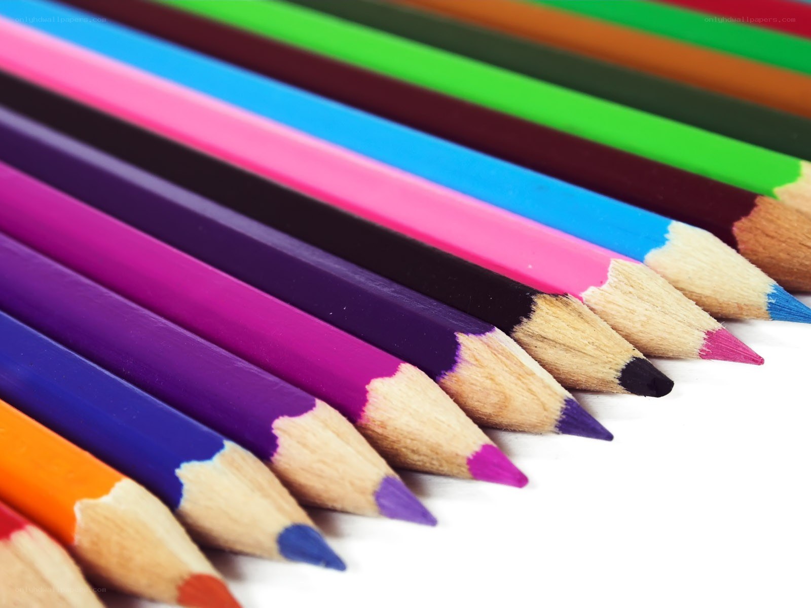 Colorful pencils in a row