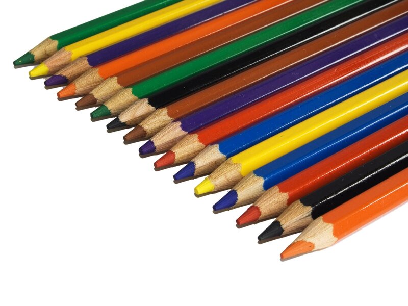 Colorful pencils in a row