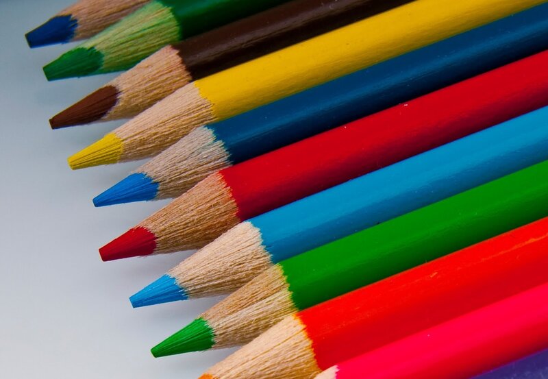 Colorful pencils in a row