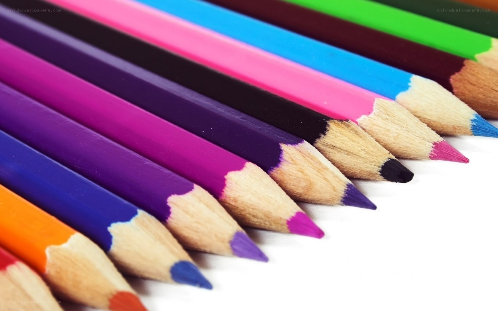 Colorful pencils in a row