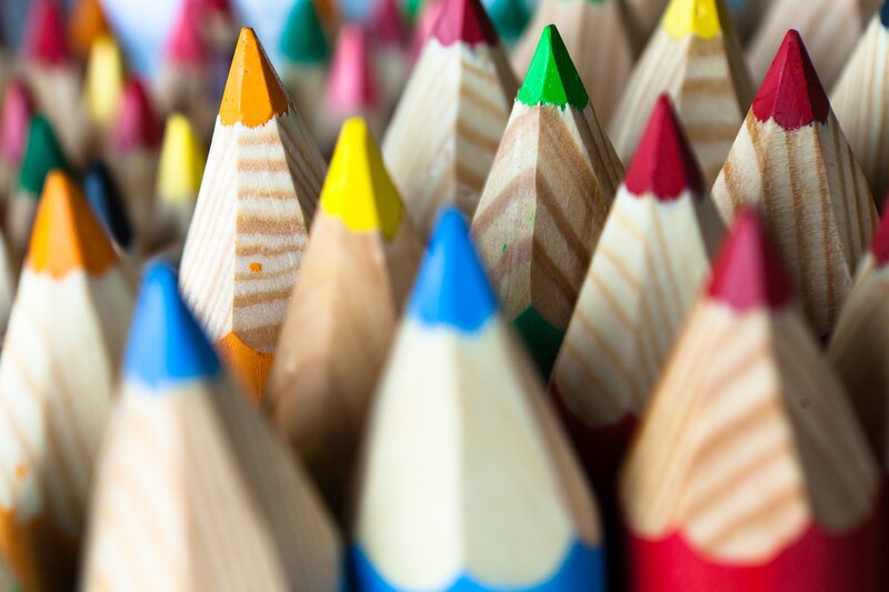 Colorful pencils in close-up