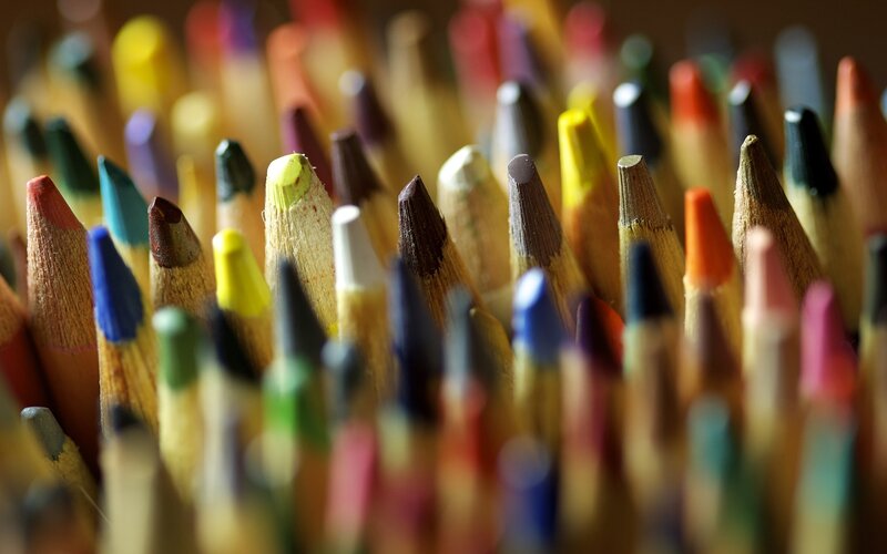 Colorful pencils in close-up