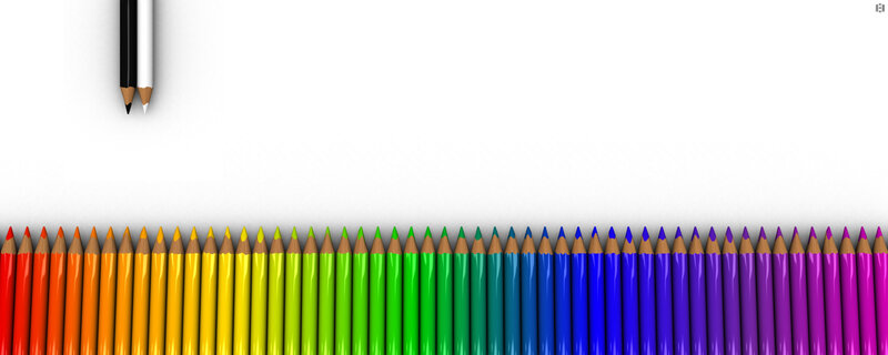 Colorful pencils in rainbow order