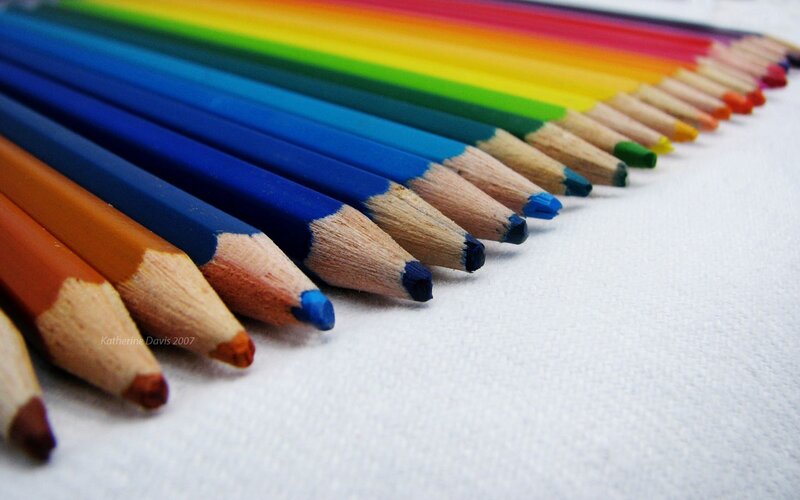Colorful pencils in rainbow order