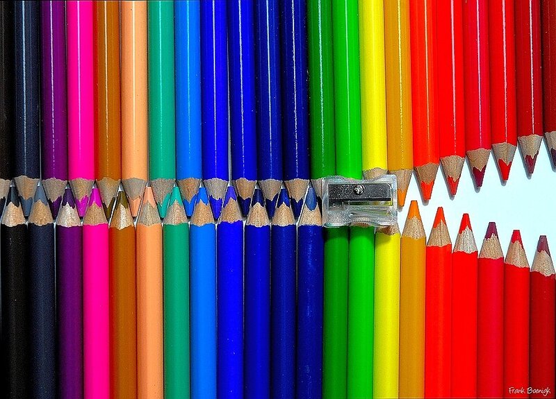 Colorful pencils in rainbow order