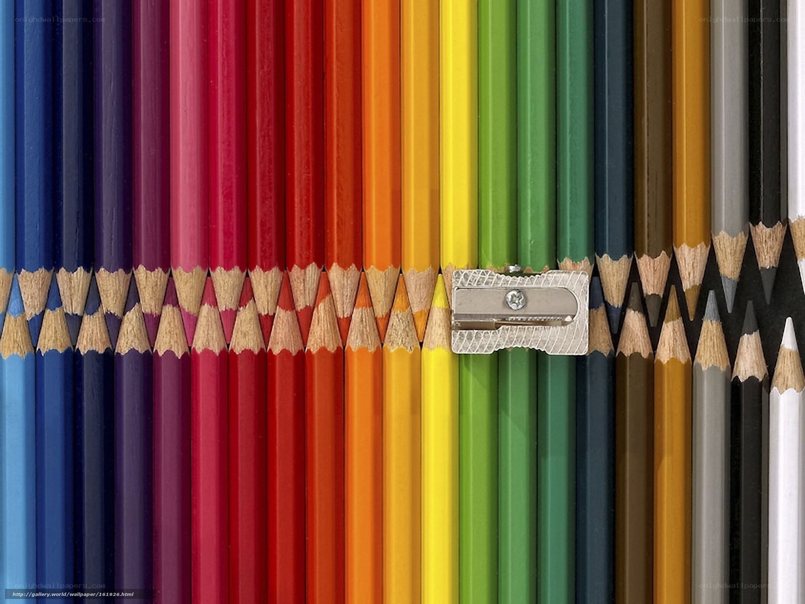 Colorful pencils in rainbow order