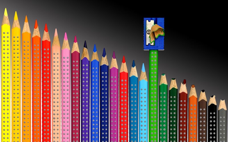 Colorful Pencils in Row