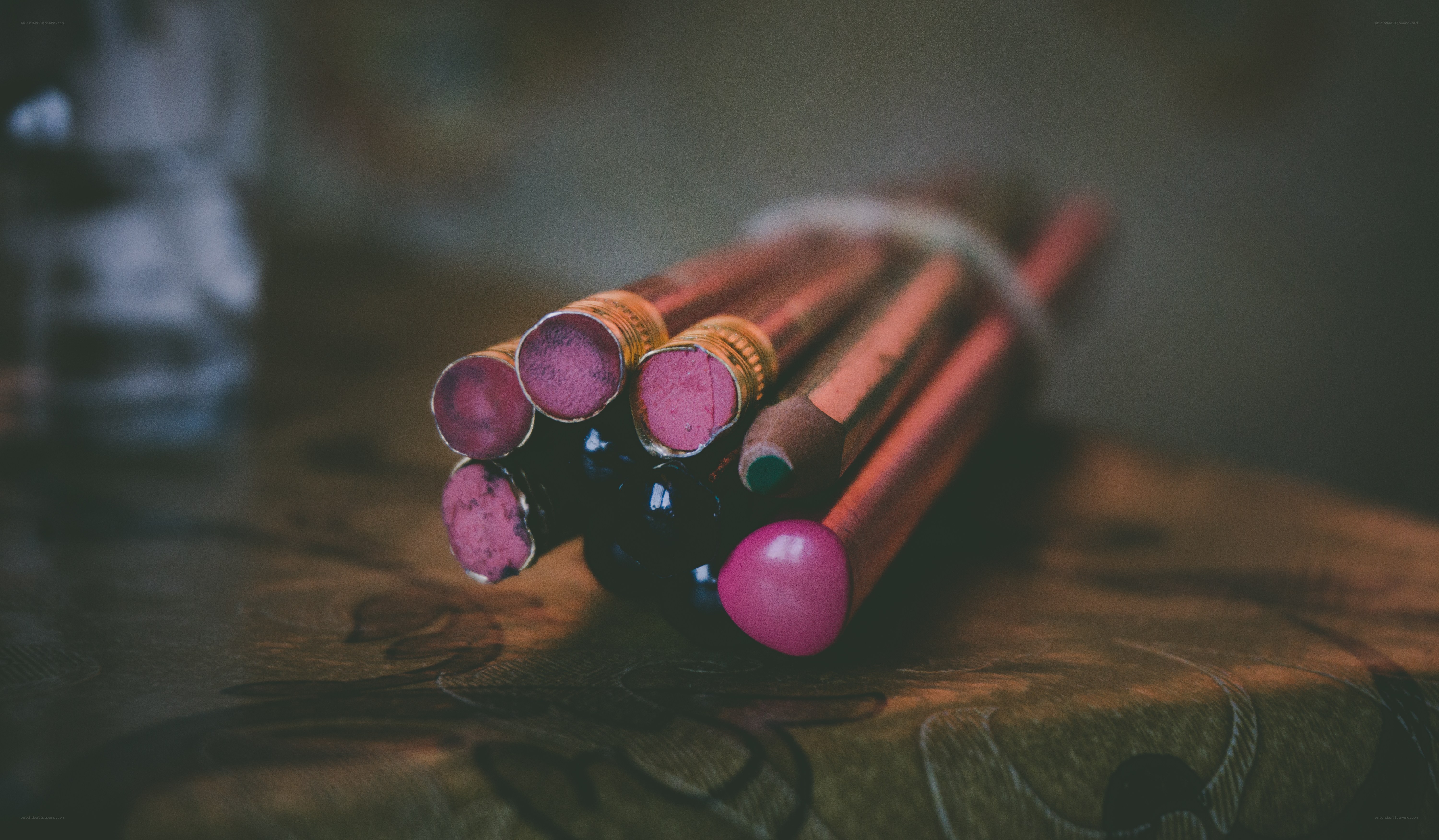 Colorful pencils on a table