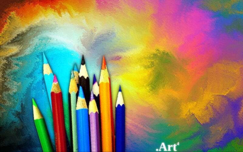 Colorful pencils on abstract background