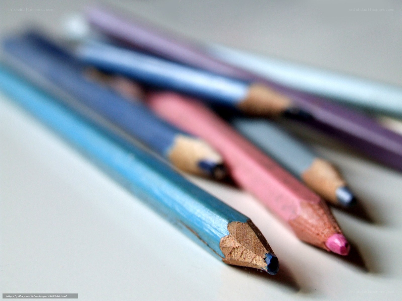 Colorful pencils on white surface
