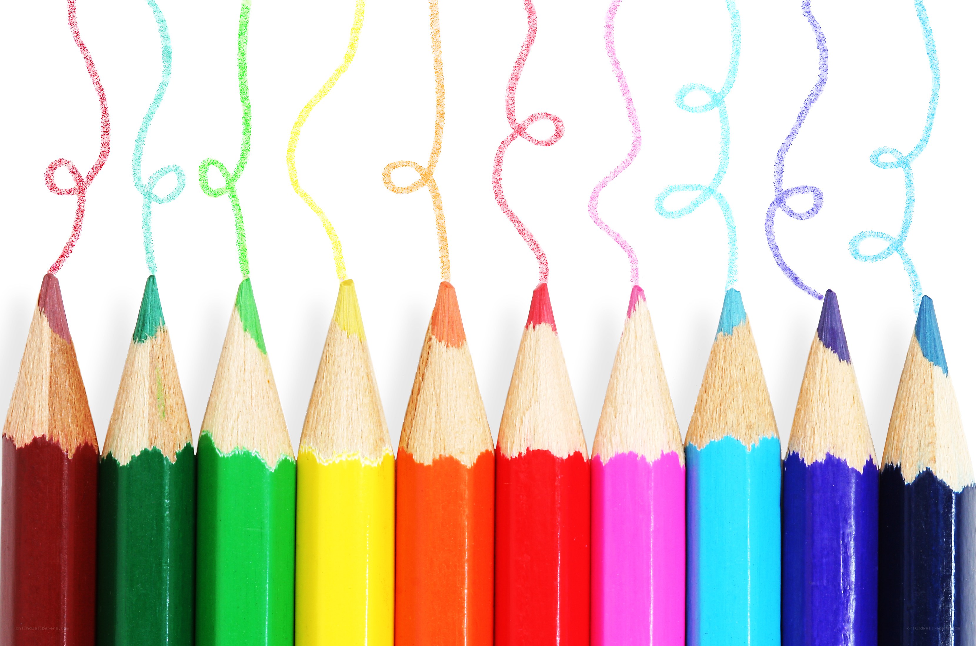 Colorful pencils with drawn lines